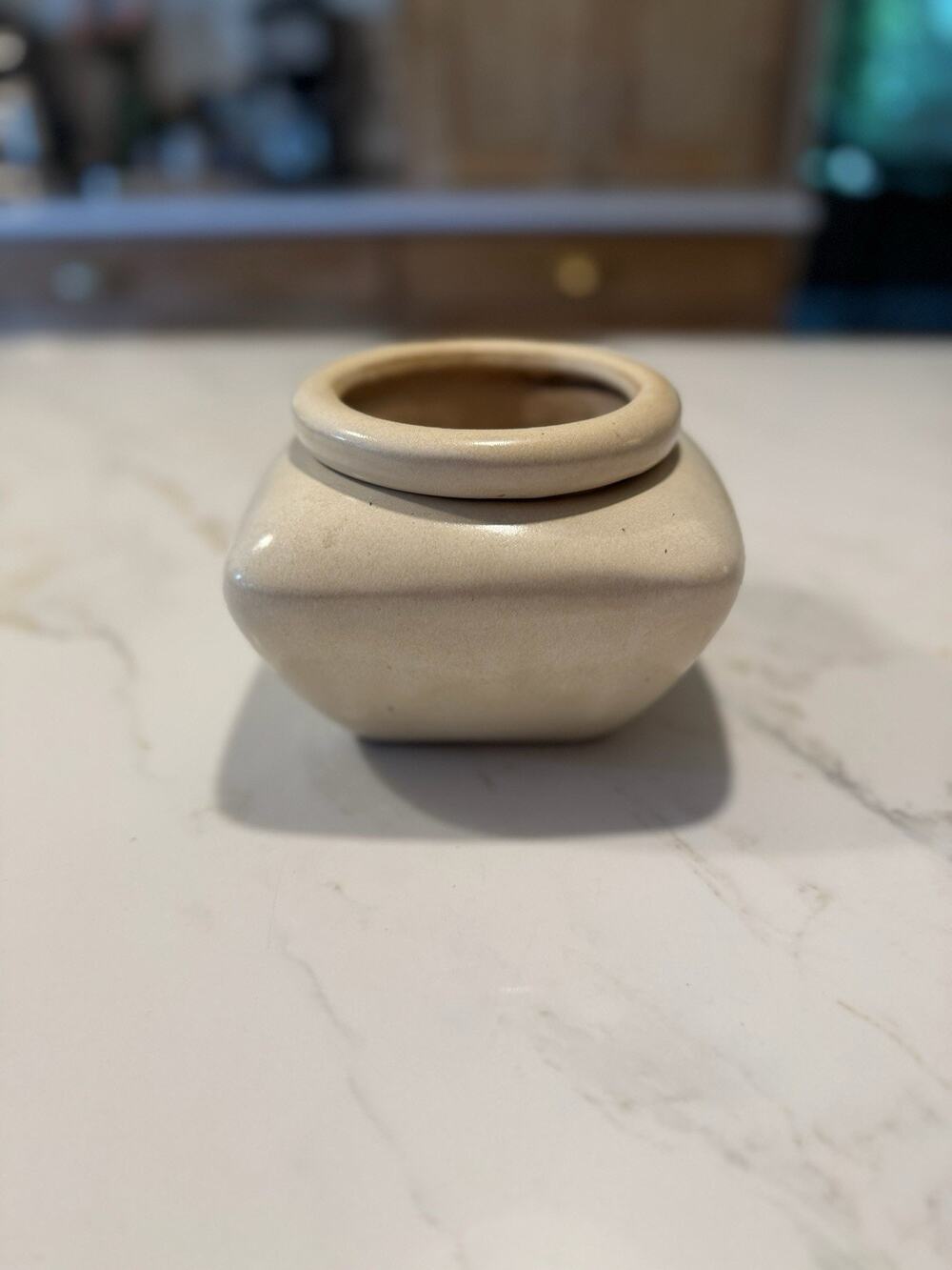 African Violet Pot Ceramic Beige Square Rustic 2 Piece Self Watering Medium